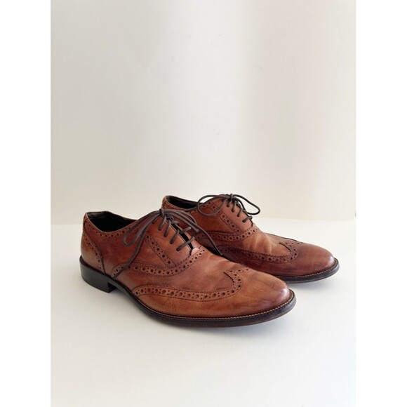 Cole Haan brown leather brogued wingtip oxford dress shoes main image 9